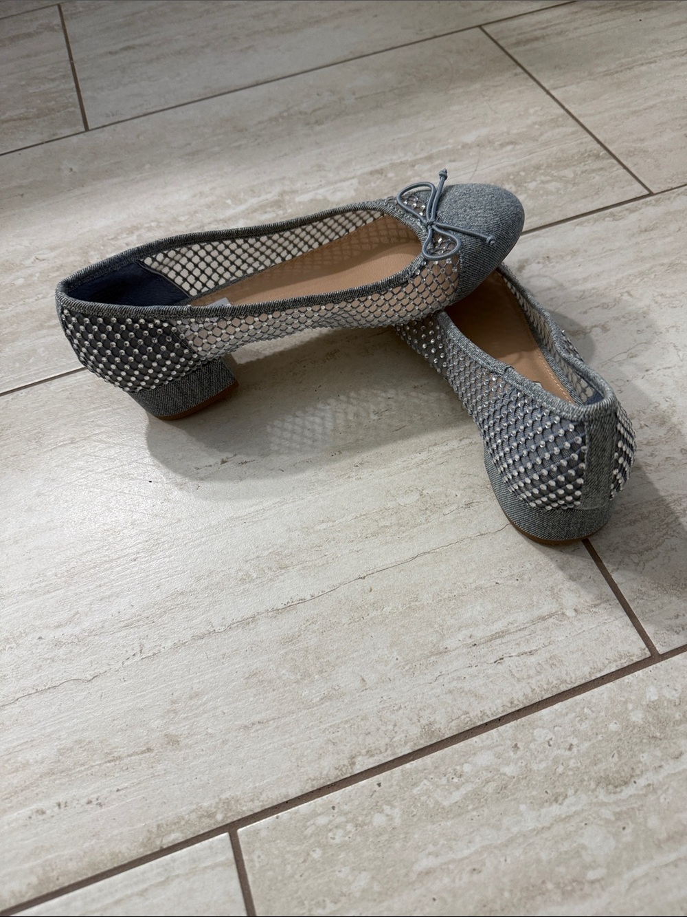 Steve Madden light blue denim Mesh Ballet Flats with Low Heel..size 9M..jewls.